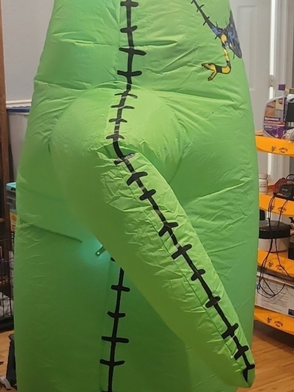 Spirit Inflatable Slimer-Style Costume in Bright Green with Printed Details - Picture 5 of 7